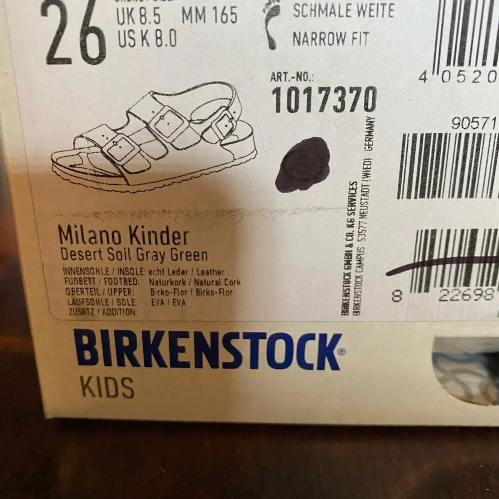 Birkenstock Milano kids rare color combo shoes Size 8 Lightly Worn Back Strap